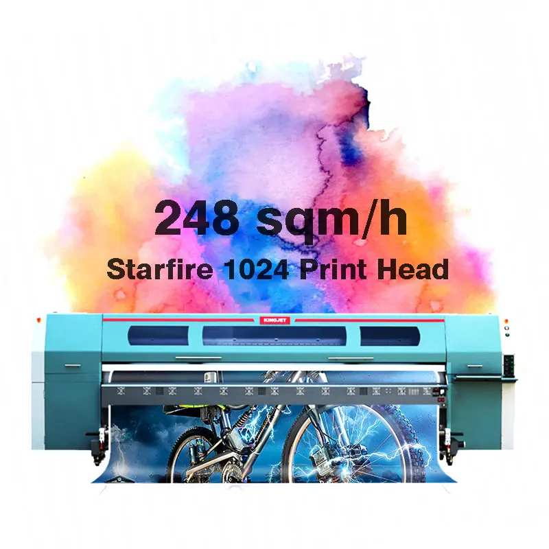 KingJet KJ-320SG 248sqm/h Spectra Starfire 1024 Print head flex banner large format solvent Printer