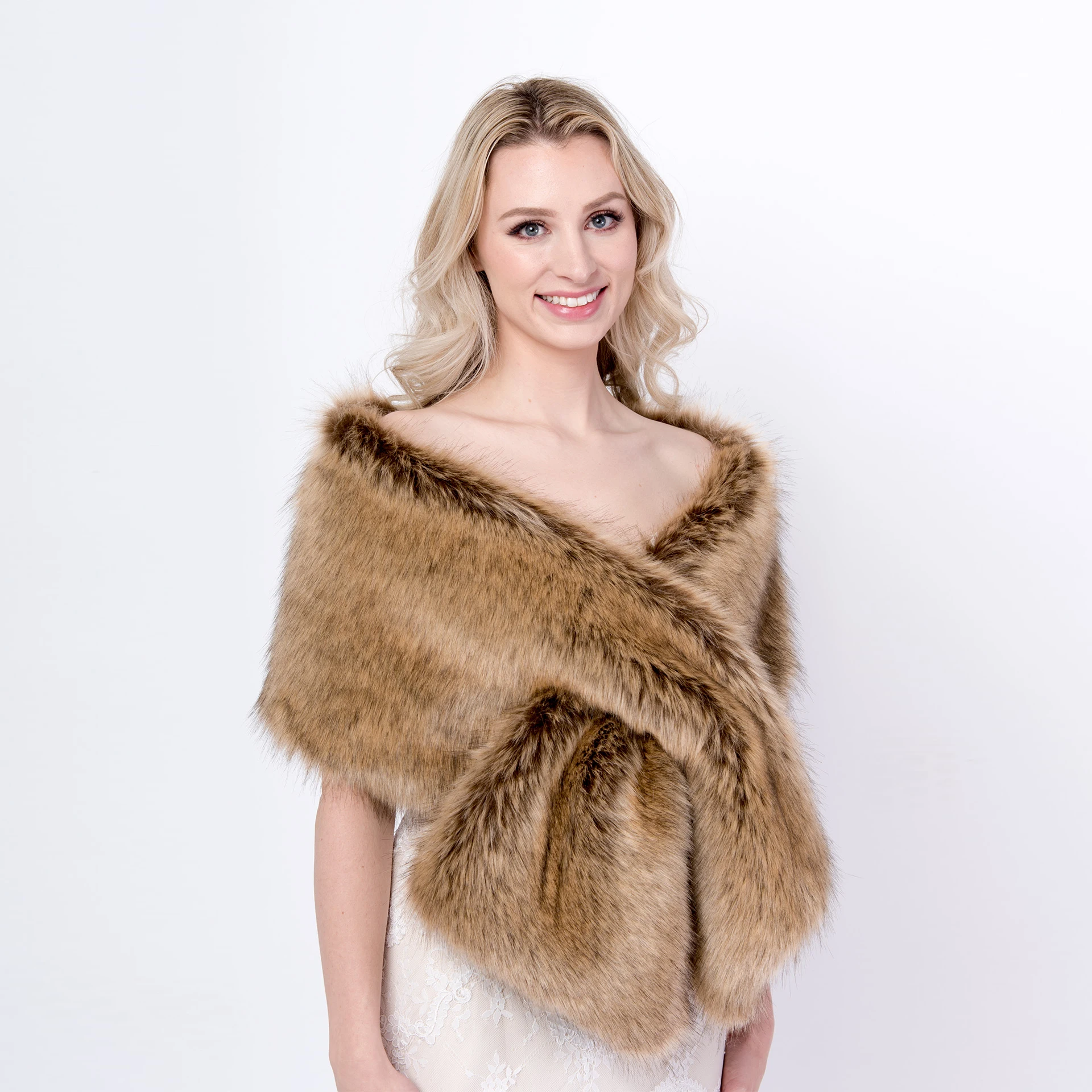 Hot selling winter poncho cape shawl long faux fur shawl
