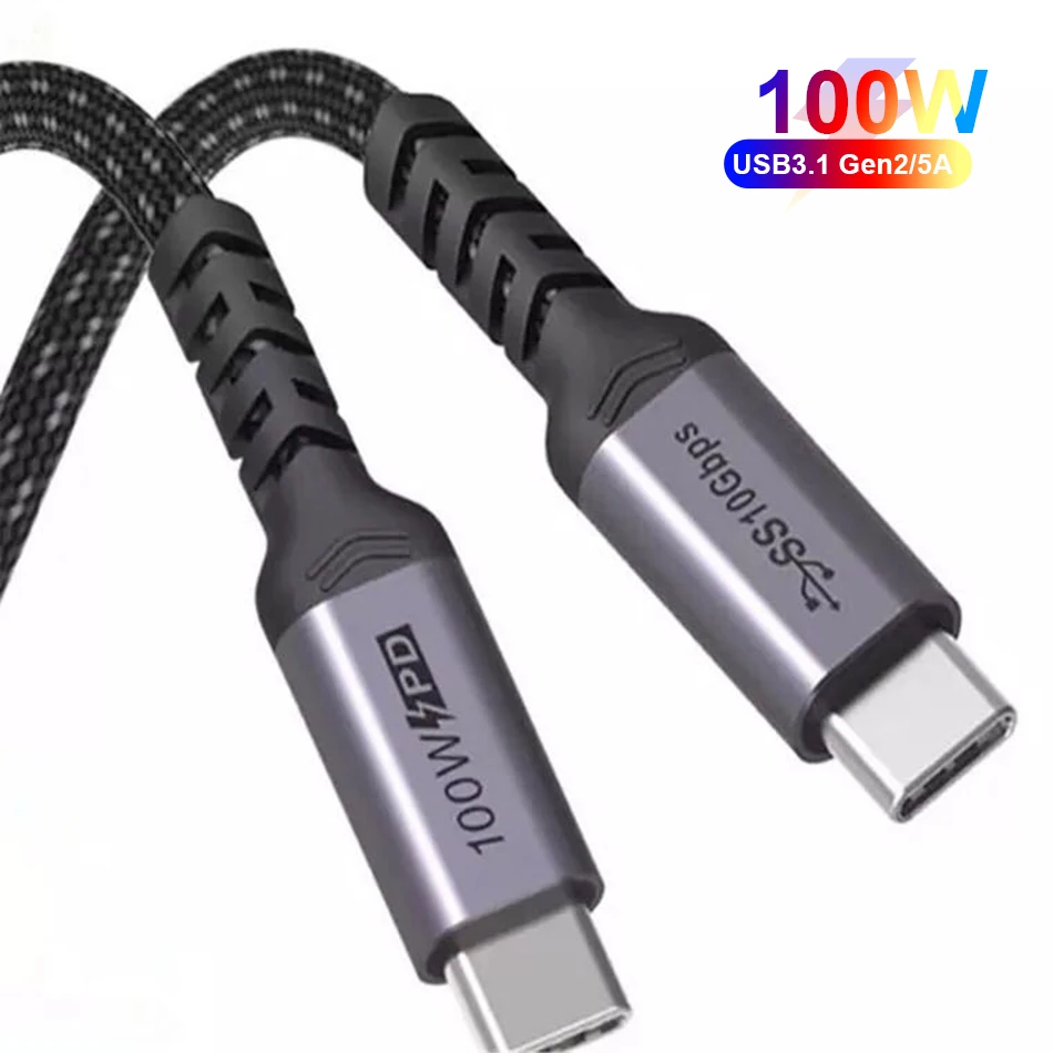 0.5/1.0/1.5/2/3M PD 100W 20V 5A Charging Cable Type C 4K 60Hz 10Gbps Date Thunderbolt 2 Gen 2 USB 3.1 Emark USB Charge Cable