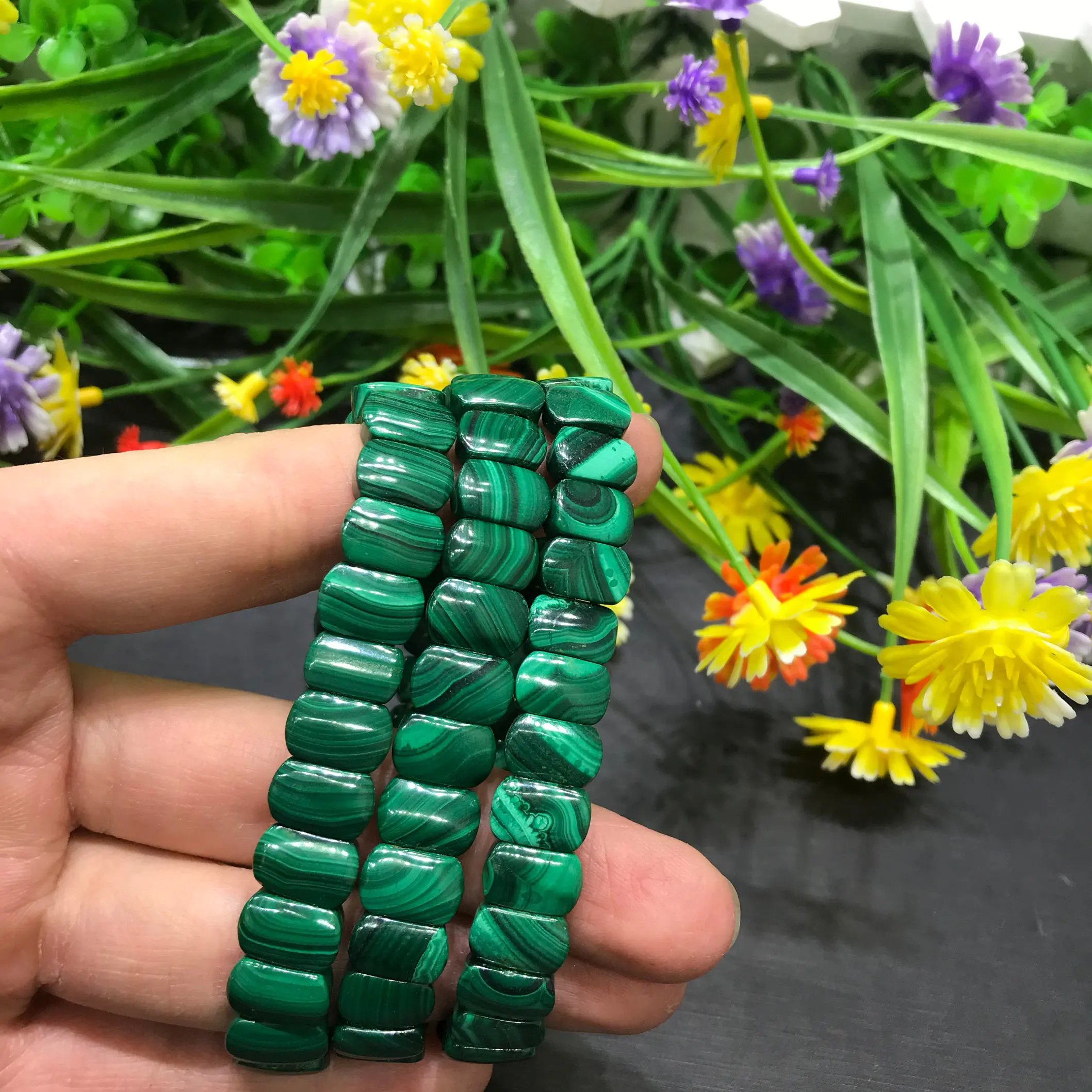 Natural High Quality Malachite Crystal Square Bracelet For Decoration
