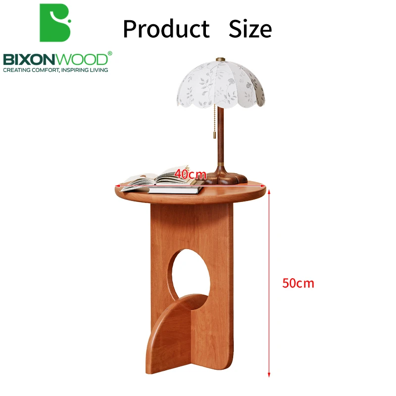 BIXONWOOD Wabi Sabi Oak Soild Wood Side Table Modern Minimalist Log Round Coffee Tables for Living Room