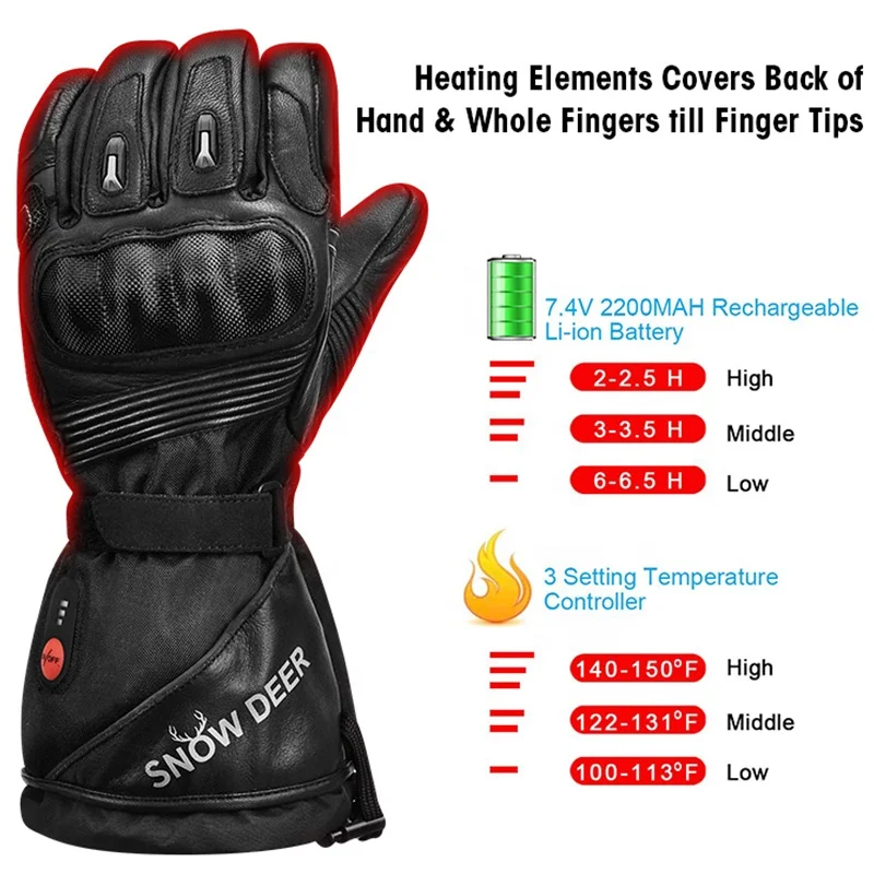 Customized Safety Warm Touchscreen Breathable Electrical Rechargeable Windproof Racing Motorcycle Heated Gloves