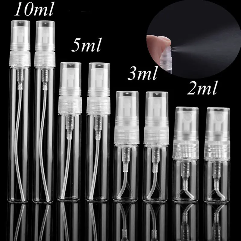 
Dropshipping Black Perfume Atomizer Mini Sample Test Tube Clear Black Glass Spray Bottle 