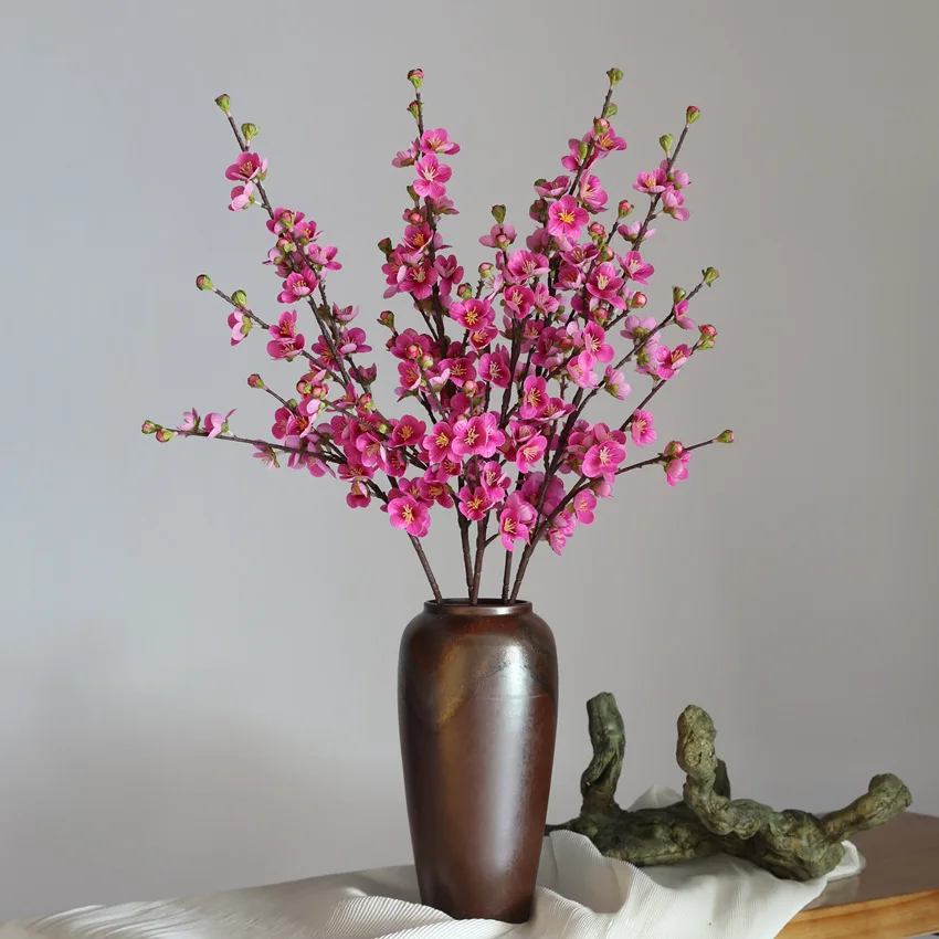 F-R0424  Artificial peach blossom branch simulation silk cloth peach pink white peach tree branches Fake Real Touch Flower