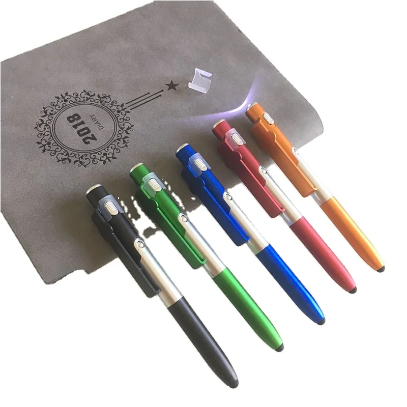 Four-in-one folding lamp pen phone holder LED lamp capacitor  ballpoint pens for gift