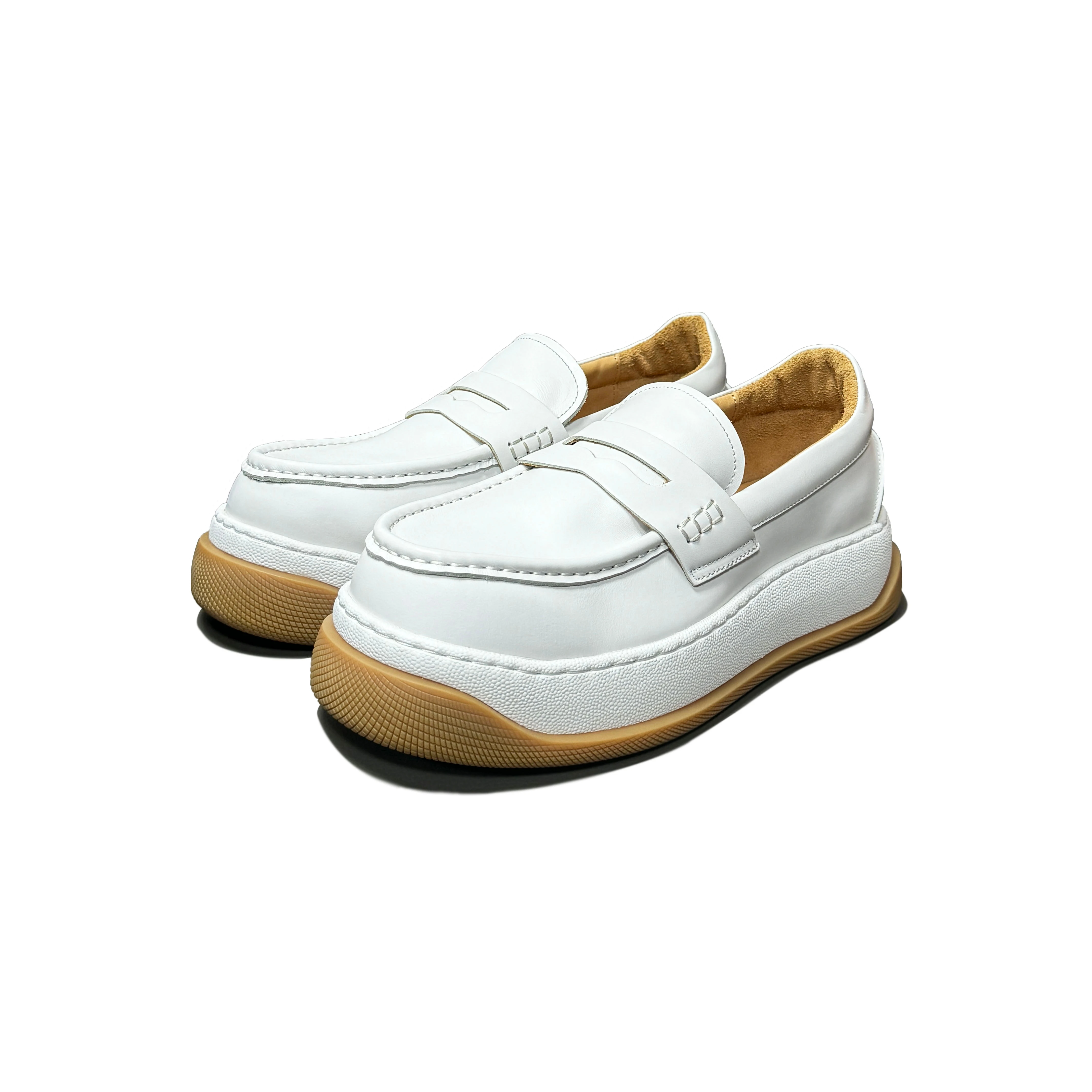Leather Shoes Men's Flat Shoes Fashion  Top Grade Handmade Cowhide Custom Slip-on Luxury Shoe Box EVA White Male Rubber