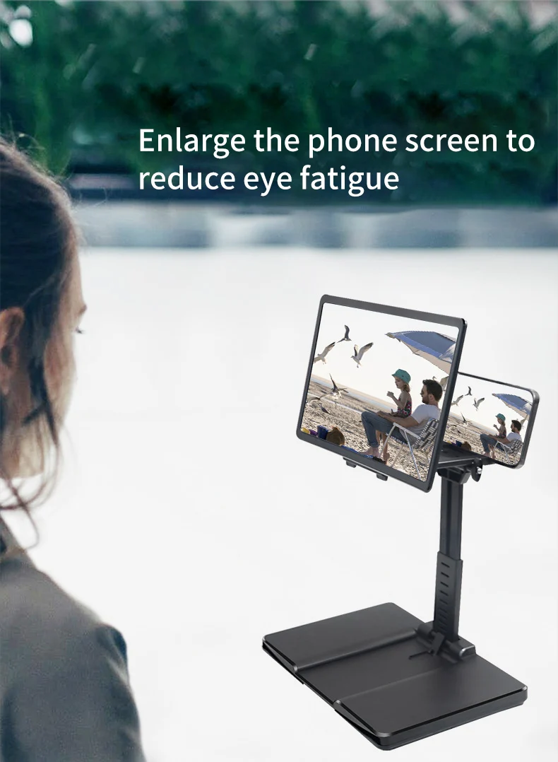 Portable 12inch Screen Magnifier Desktop Phone Stand Holder Foldable Mobile Phone 3D Video Amplifier