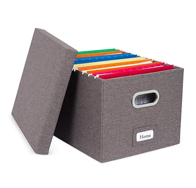 Collapsible Linen Hanging File Storage Organizer Boxes Creative Card Office Desk Organizer