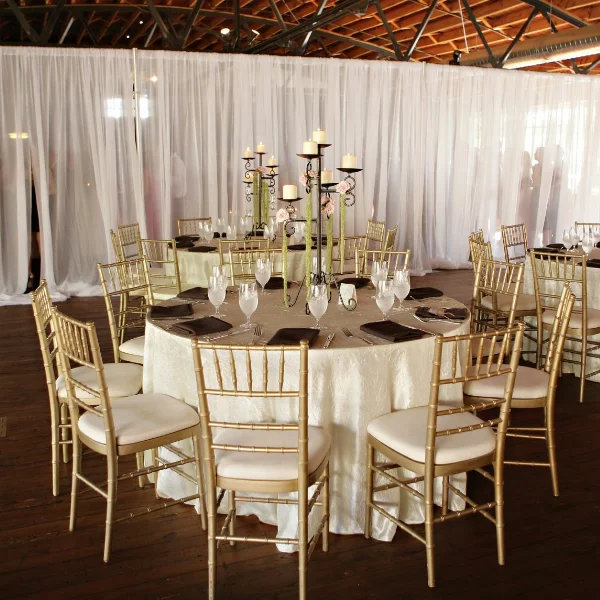 Stainless steel gold round bar height tables