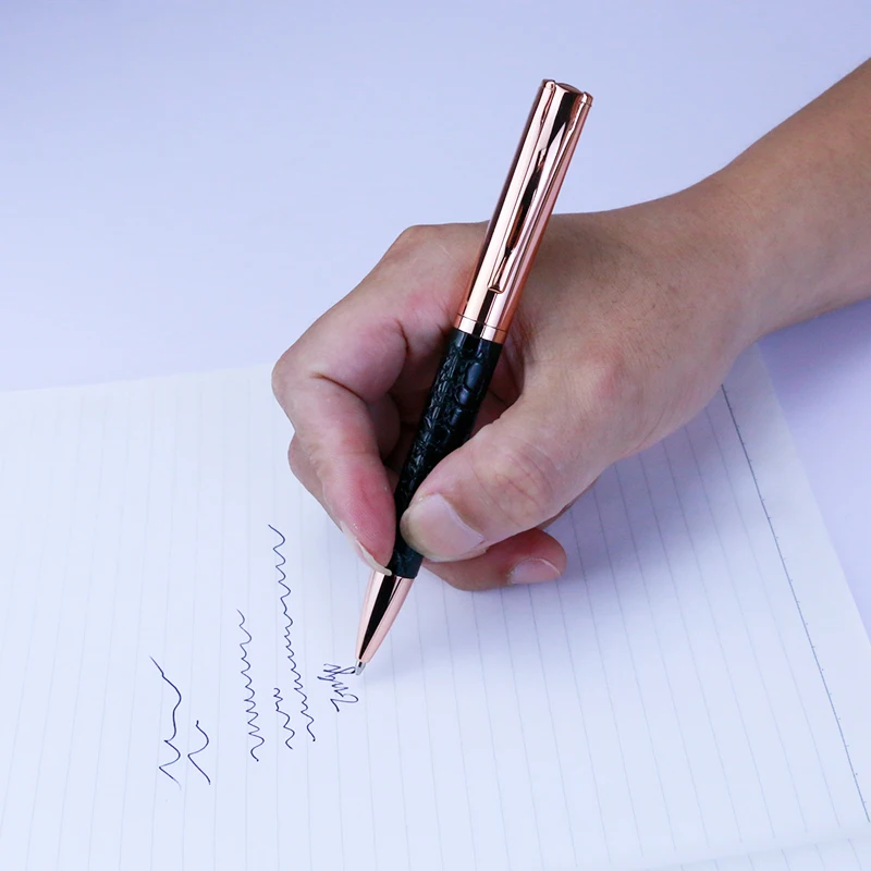 Eacajess Factory Wholesale High-grade Luxury Metal Roller Pen PU Leather Metal Ballpoint Pen Gift Box Custom Pens With Logo