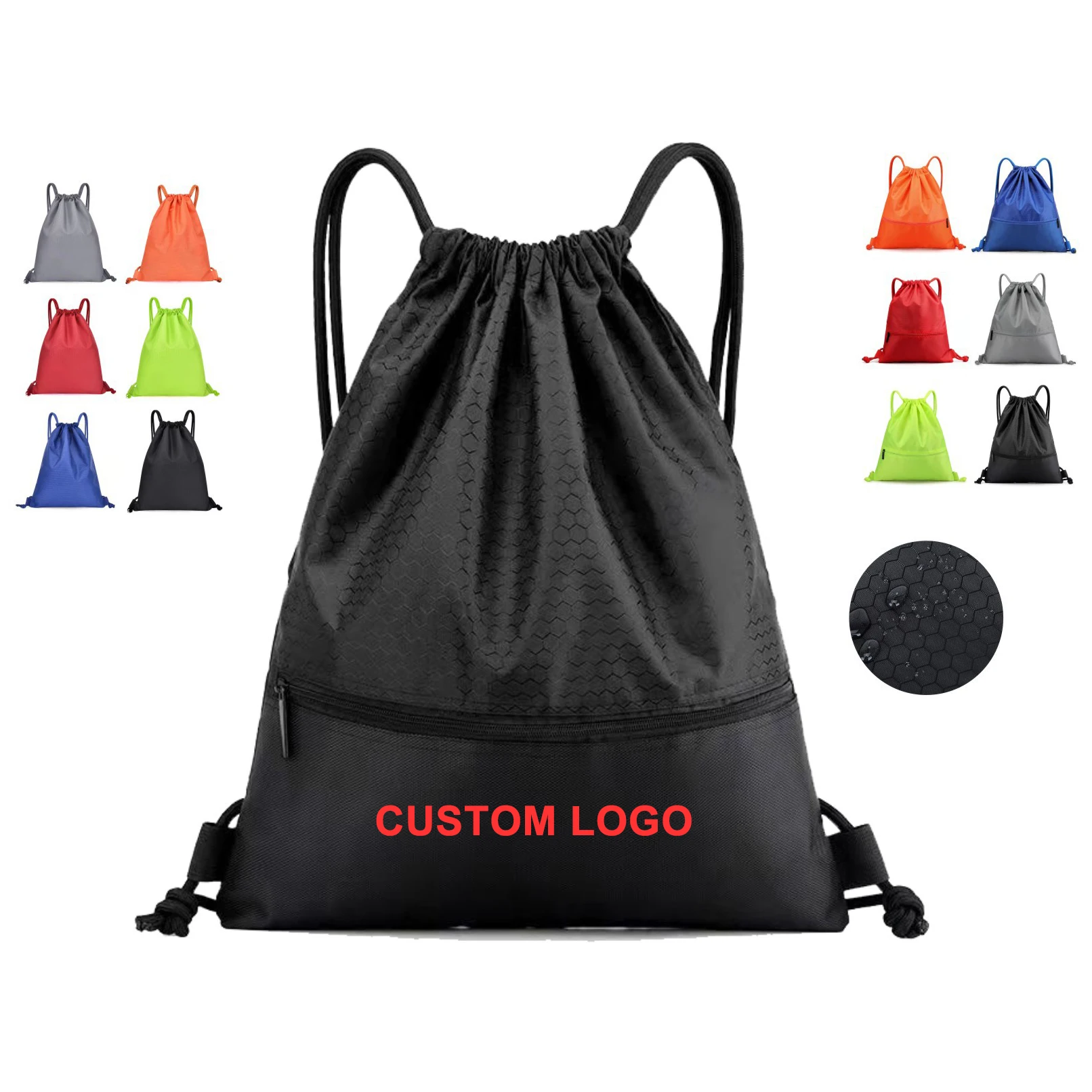 Custom Logo Drawstring Printed Polyester Gym Rpet Bags Training Gymsack Polyester Waterproof Sports Drawstring Bag With Logo