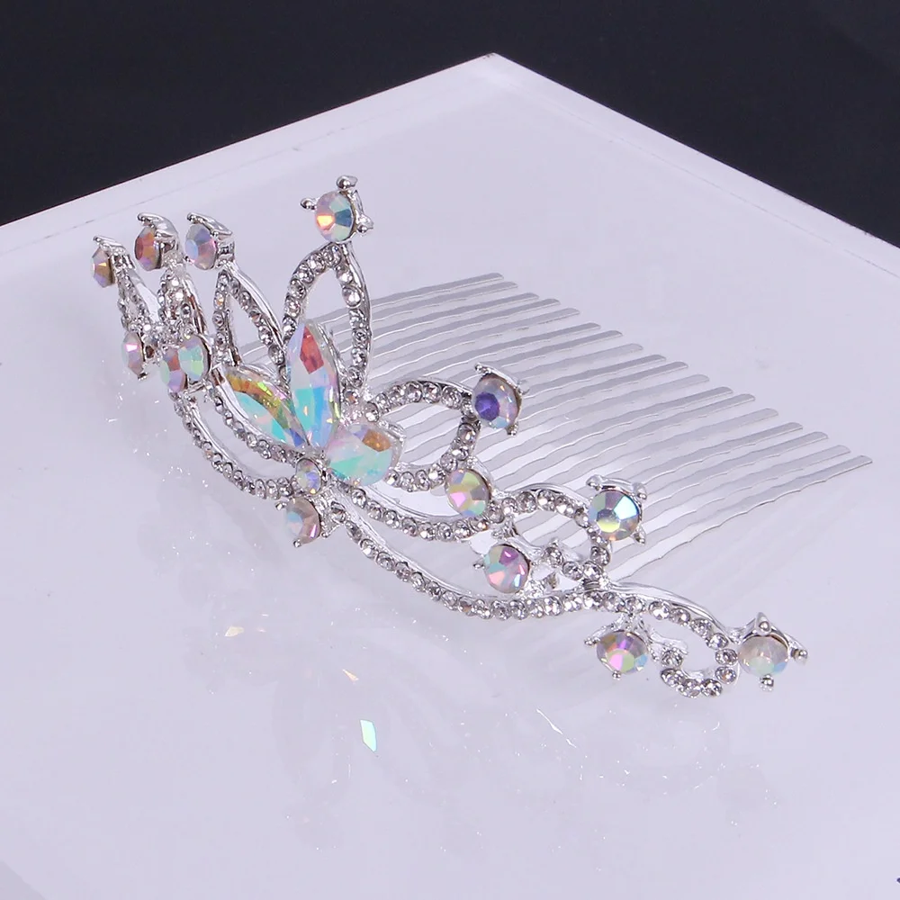 Factory wholesale cheap silver AB rhinestones Girls tiara gold colorful ballet kids crowns