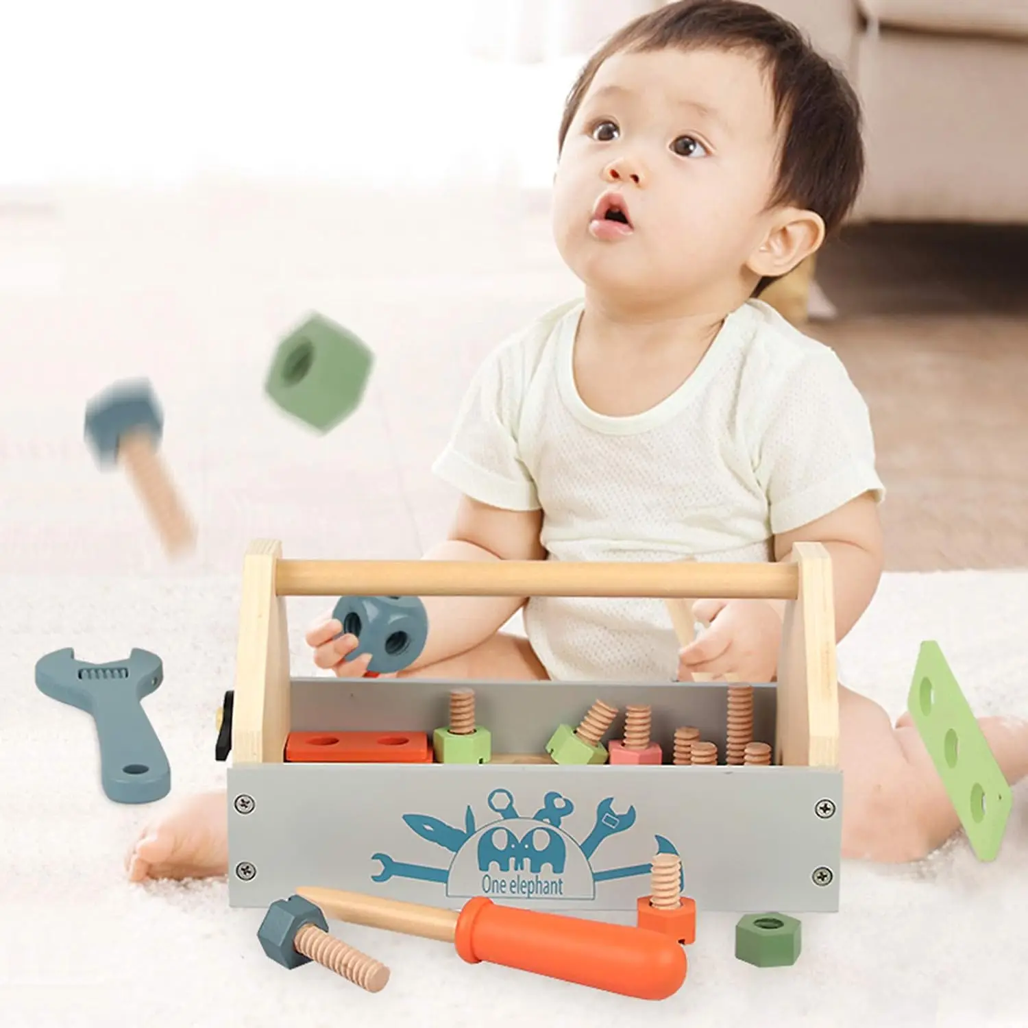 Wooden Tool Toy Toolbox Toddler Educational Construction Kids Toys Play Accessories Set Creative Gift for Up Boys Girls