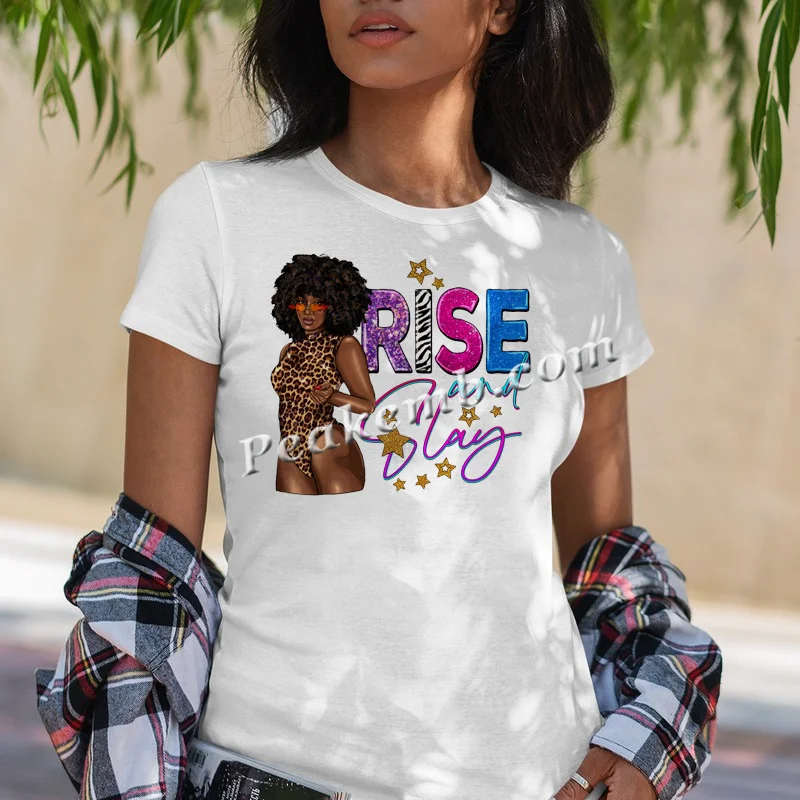 Black afro woman DTF Heat Transfer Printing black woman afro girl bun Sticker Design