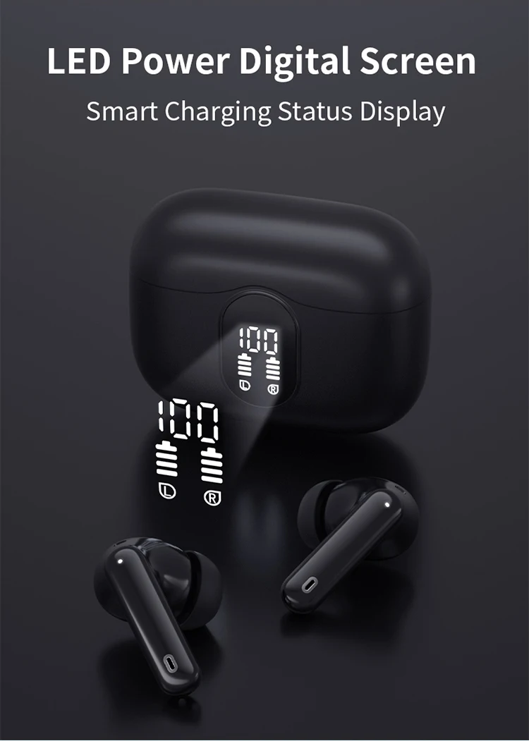 A90 Headphones True Wireless Earbuds active noise cancel LED Power Display Earphones  IPX4 earphone noise cancelling headphone