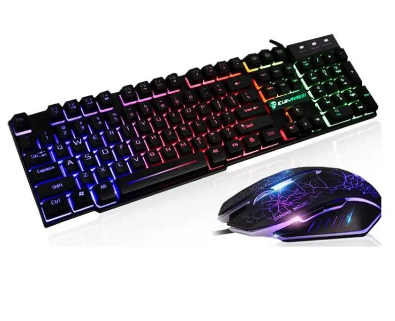  Клавиатура и мышь T6 с USB-подсветкой Эргономичный игровой Набор клавиатуры мыши для любителей компьютерных игр