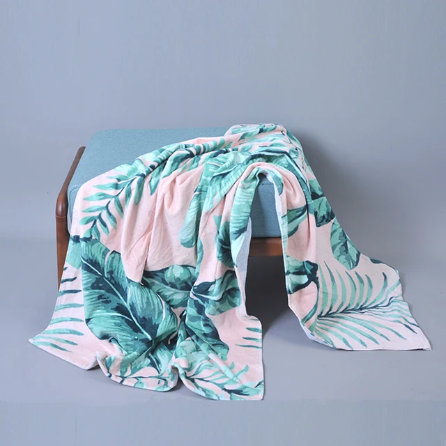 Thickened extra large terry Class A cartoon Banana leaf 160*80cm 300GSM beach ice towel with pockets