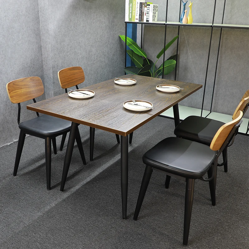 Wholesale Restaurant Furniture Metal Frame Table And Chair Set Restaurant Dining Cafe Table Set