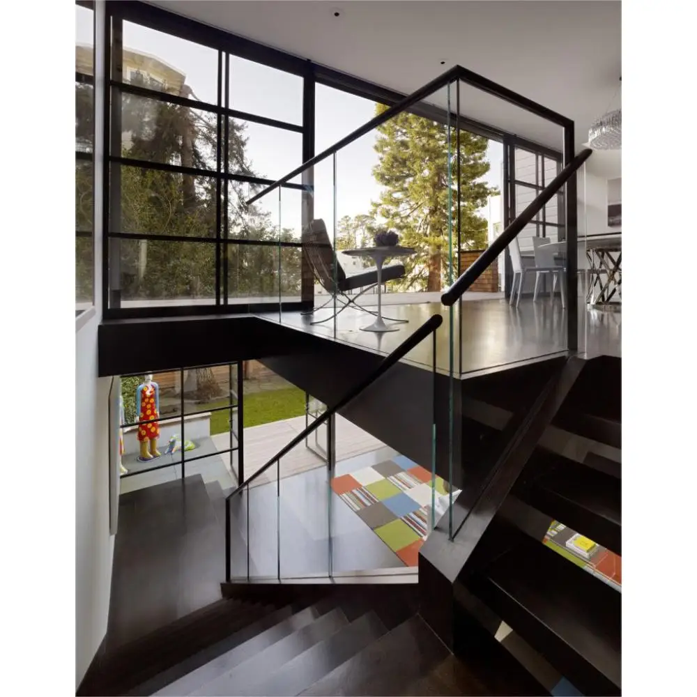 Frameless Glass Railing Aluminum Glass Railing U Channel Safety Tempered Glass Fence Stair Railing