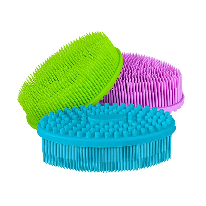 Wholesale high quality wet exfoliating silicone shampoo shower body scrub bath brush scrubber for Skin custom