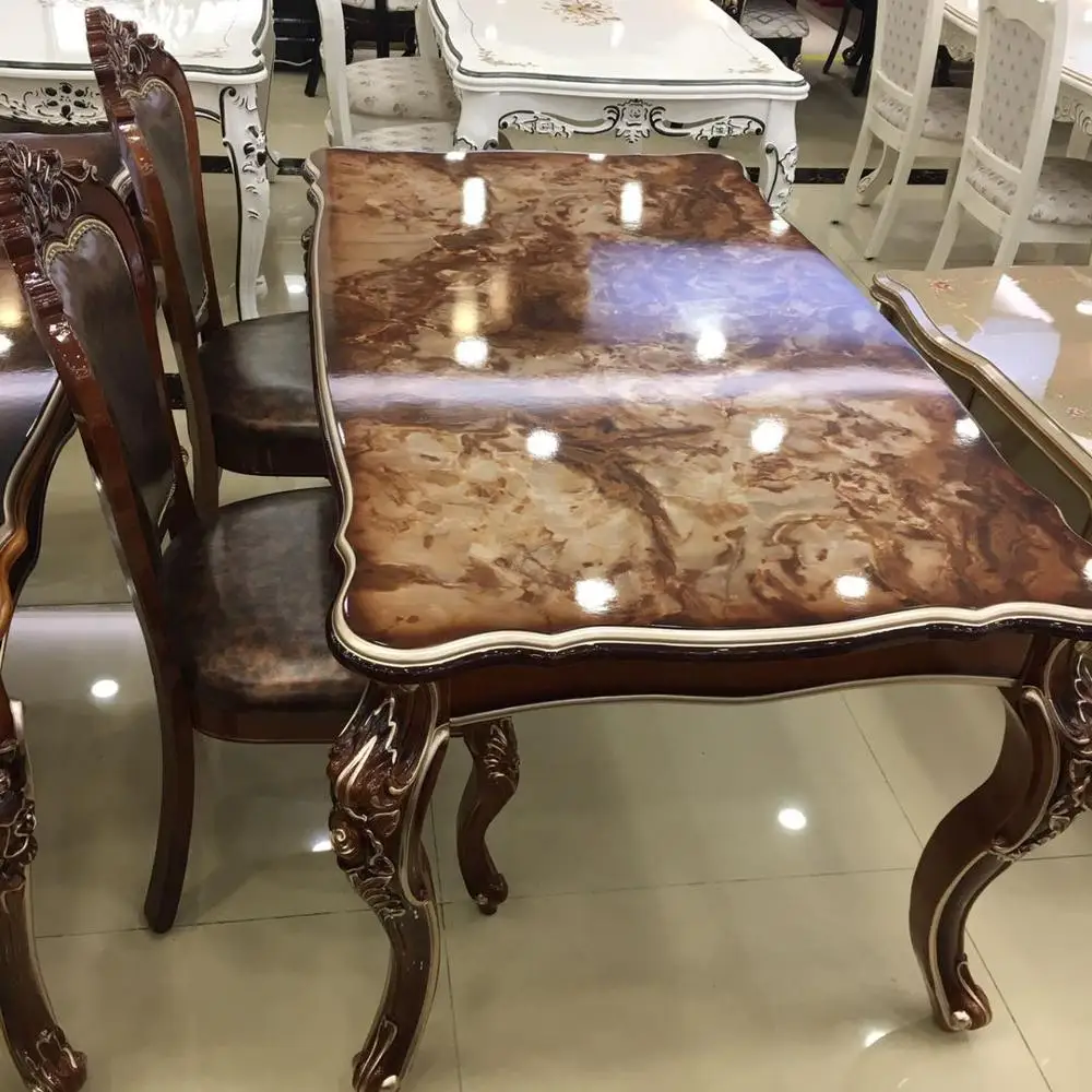 Classical antique dining table and chair set living room furniture set