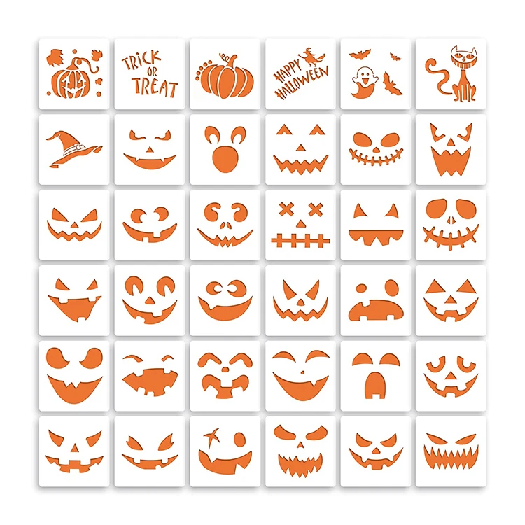 Оптовая продажа, набор пластиковых трафаретов для лазерной резки, шаблоны для рисунков на Хэллоуин из ПП/ПЭТ, пластиковые трафареты, индивидуальные шаблоны