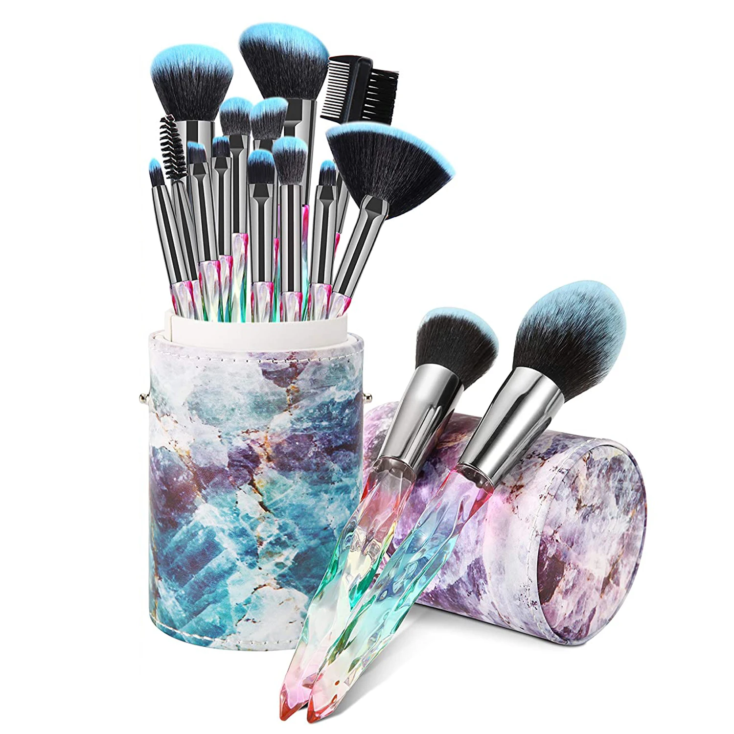 Diamond Makeup Brushes 10 Pieces Makeup Brush Holder Hot Sale Custom Logo Mini Private Label Wholesale Brush Set Makeup