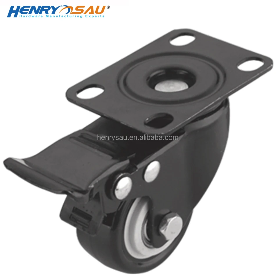 Plant Price Durable No Noise Universal 1.5/2/3 Inch Black PVC Swivel Light Duty Industrial Furniture Caster Wheels with 2 Brakes