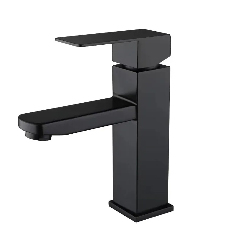 European style basin faucet backing finish black stainless steel hot and cold