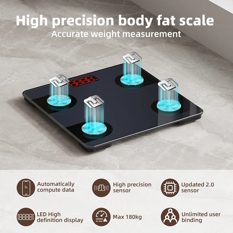 Modern Body Fat Scale with LED Display for Clear, Accurate Health Readings
