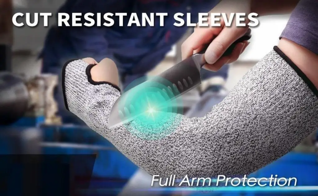 Cut-Resistant XL Safety Sleeves with 13g Gauge HPPE Aramid or Kevlar Fabric Sleeves for General Purpose Protection Free Sample