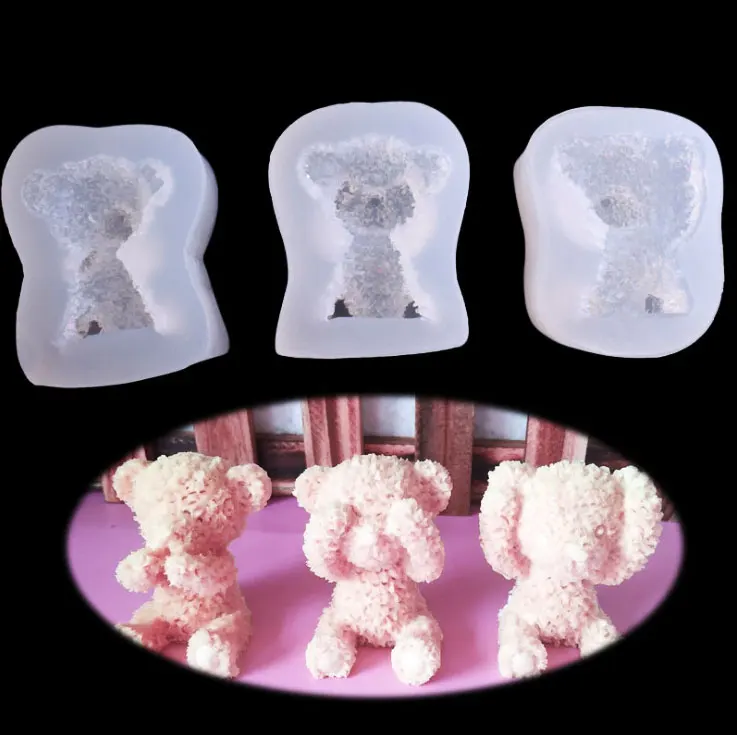 S246 3D Plush Bear crystal Silicone mold DIY baking cake chocolate biscuit mold