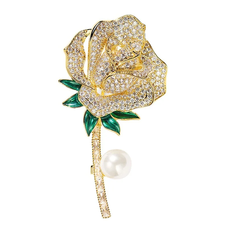 Fashion Popular Rose Flower  Brooch with oil Pins Clip Jewelry