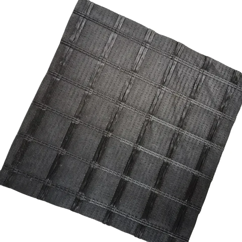 Steel-plastic composite PP uniaxial geogrid prices  fiberglass  100kn  composite  biaxial geogrid for Road subgrade engineering