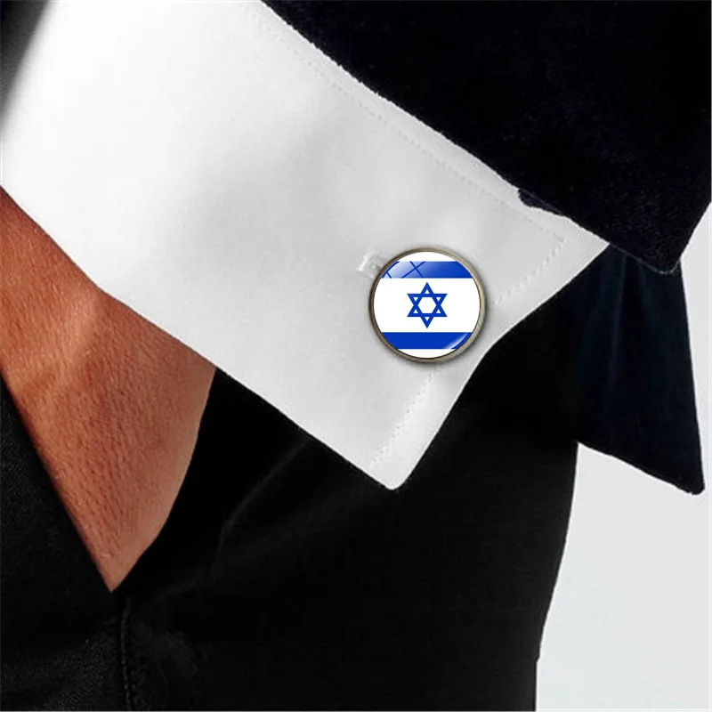 Wholesale Palestinian flag Cufflinks Custom Logo Time Gemstone Shirt Cufflinks Button Customization Cufflink For Man
