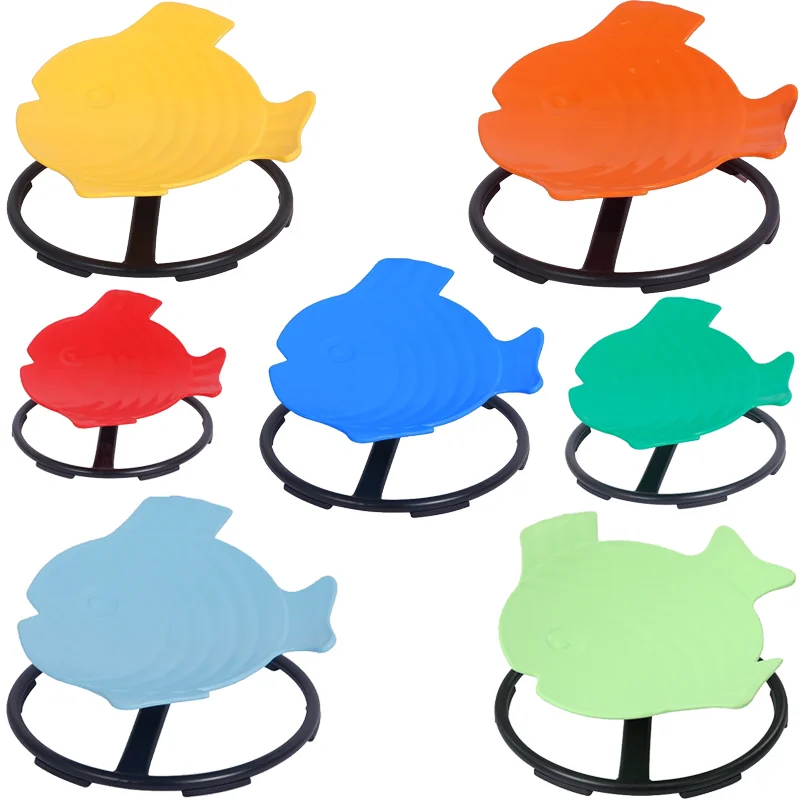 New fish shaped educational toys non-slip metal kids swivel chair sensory rotating disc for indoor kids sensory
