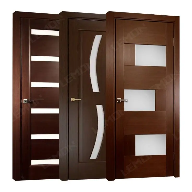 Hotel House Room Bedroom Frosted Glass Panel French Modern Interior Main Entrance Wooden Door Design
