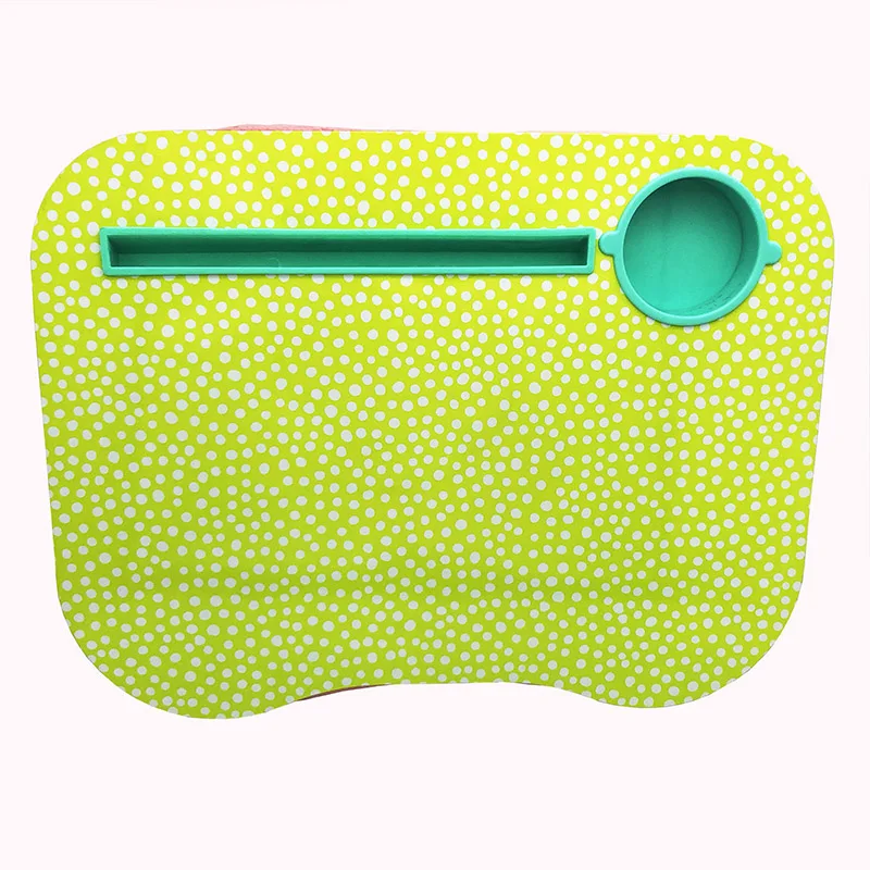 Customized Printed Pillow Foam Cushion Portable Cup Holder Study Lap Top Doddle Table Tray Laptop Desk with Handle for Kids