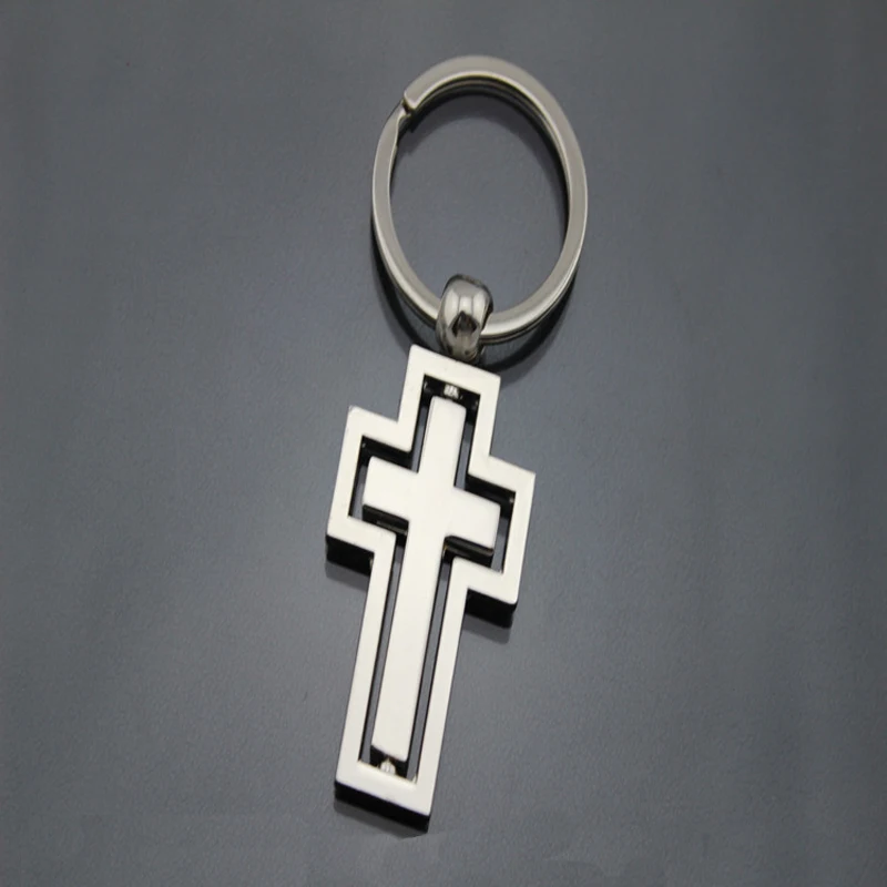 Metal Keychain Gift Fashion Cross Keychain Rotatable Custom LOGO