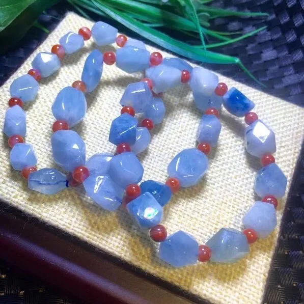 Бисероплетение художественное ремесло аквамариновая огранка граненый натуральный драгоценный камень свободный браслет