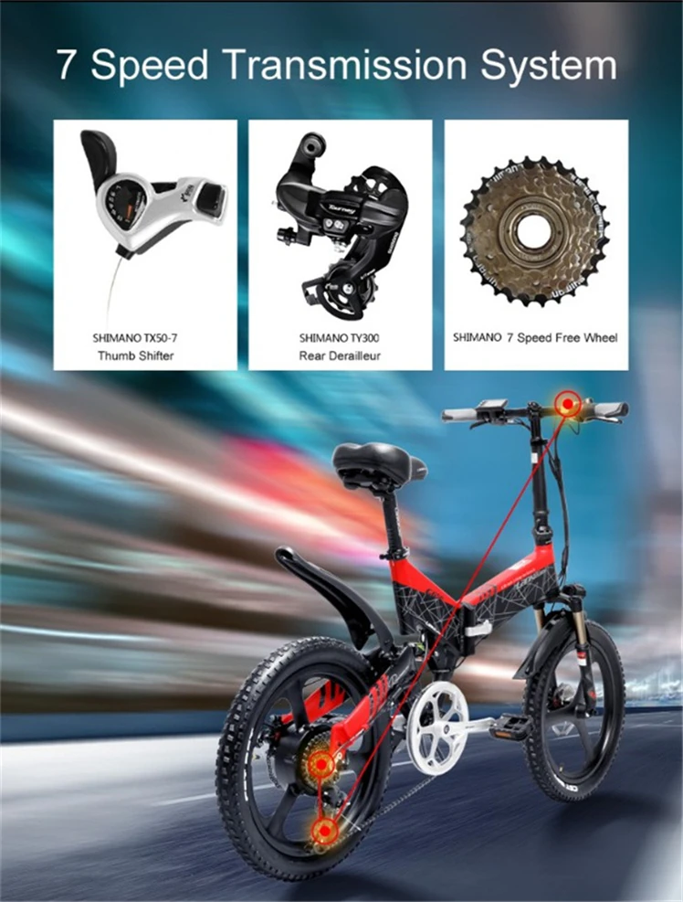 
LANKELEISI G650 20-inch folding electric bicycle 48V400W e bike 14.5AH hidden lithium battery, aluminum alloy frame, disc brake 