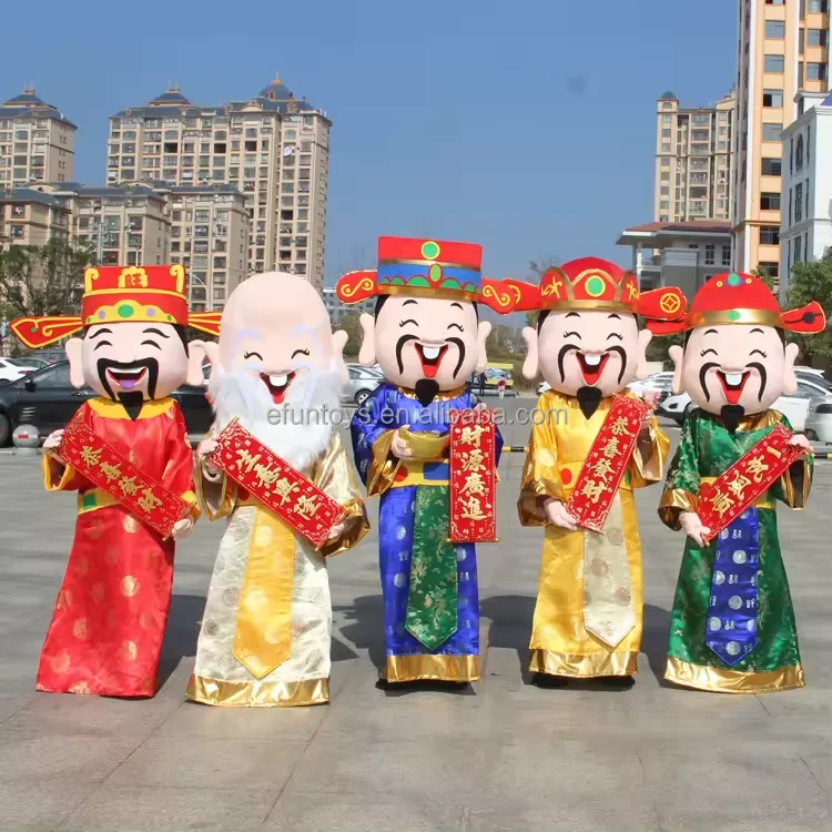 Efun 2025 chinese new year fu lu shou God of Fortune Mascot Costume adult Chinese new year God of Fortune mascot costume