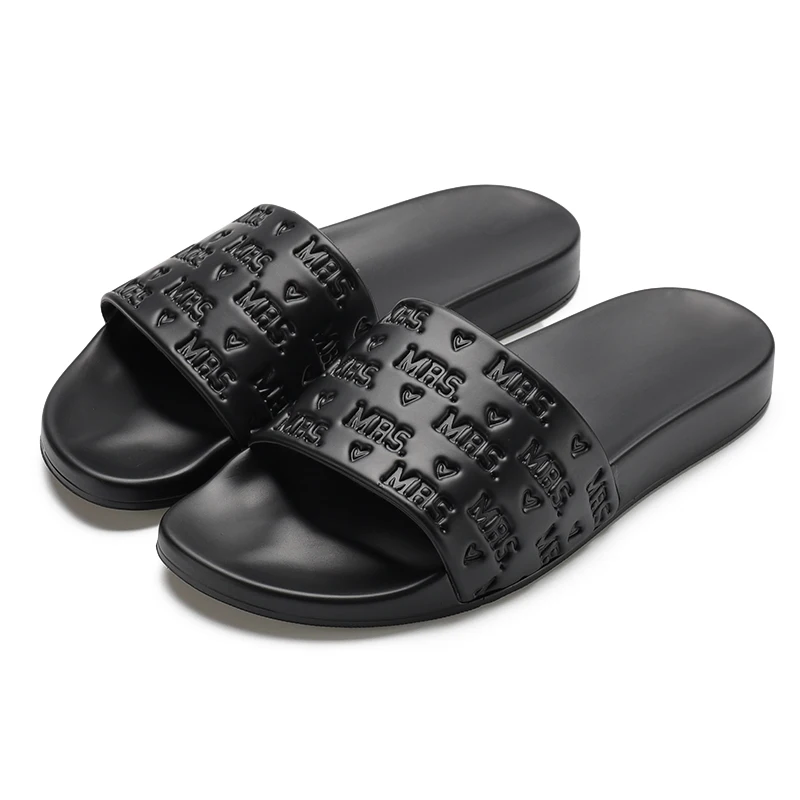 Henghao Men Plain Slides Sandal Slipper Latest Design Private Label Slide Men Pu Sole 3d Mens Slides Rubber Sandals