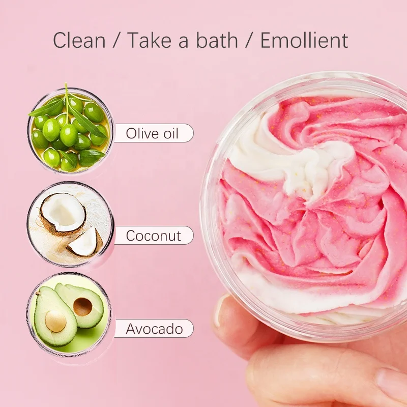 Оптовая продажа натуральный красочный фруктовый ароматизатор гель для душа отшелушивающее мыло уход за кожей скраб тела без этикетки