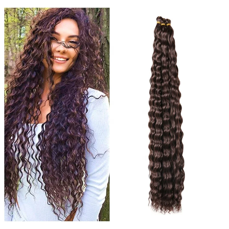 30 Inch Arel Curl Hair Water Wave Twist Crochet Hair Synthetic Deep Wave Braiding Hair Extension Ombre Blonde Pink