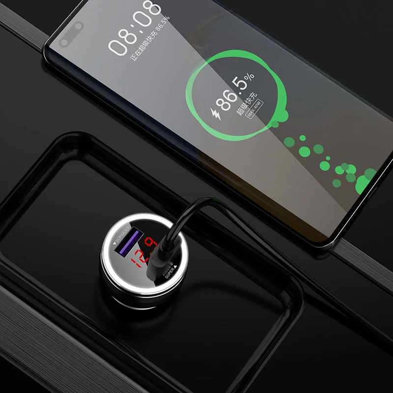 Car Charger USB C Fast Charging Cigarette Lighter Adapter USB Charger PD45W QC3.0 All Metal Mini Car Charger for iPhone Samsung