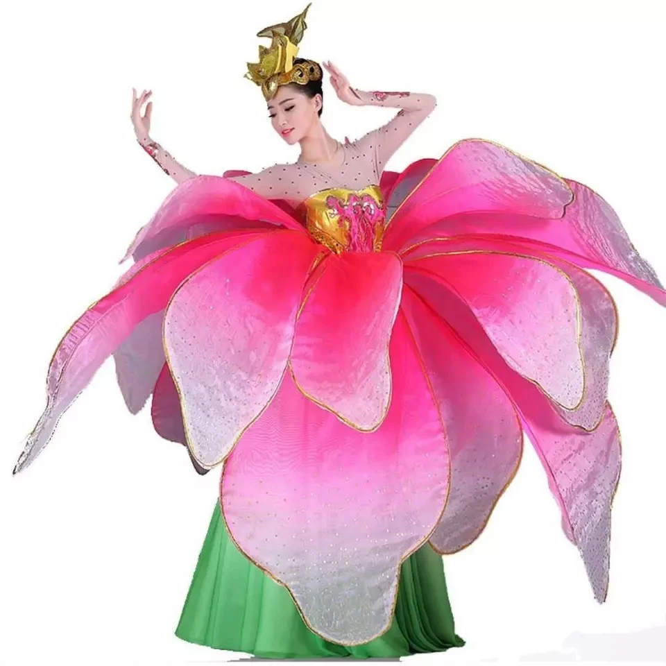 Sexy Flowers Blooming Opening Dance Dress Fancy Girls Dance Stage Costumes Performance Dress Stage Dance Wear