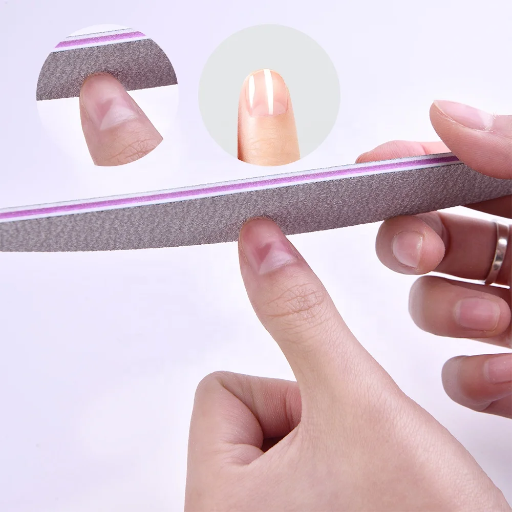 Fuumuui Professional Manicure Art Tools Custom Logo Double-Sided Grey Press on Nail File Set 180 150 80 100 Grit Nail File