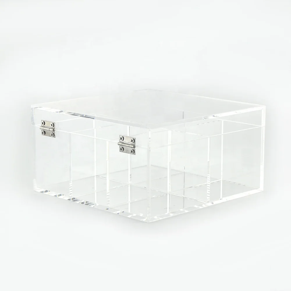 Small Cube Display Case with Lid Multi-Purpose Square Container for Staples Highlighters Adhesive Tape Paper Clips Acrylic Box