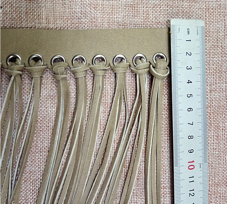 Width 22 cm 30 cm PU leather tassel fringe lace double face knot fringes for fashion skirt garment accessory